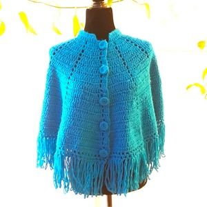 Teal crocheted caplet | fits like a medium